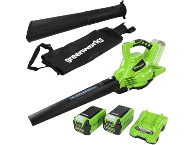 Greenworks Aspiradora y Soplador 2en1 - Sin Cable (40V, 280 km/h, 2 Baterías)